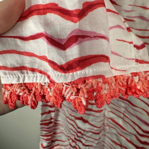 Persifor Brie Dress Size Medium Zebra Pink Tunic Neck Fringe Coverup Preppy NWT - Picture 2 of 12